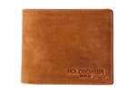HOLZRICHTER Berlin Premium Geldbörse aus Leder (M) - Handgefertigtes Portemonnaie für Herren Quer - Camel-braun