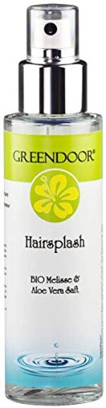 Greendoor Hairsplash 100ml Feuchtigkeitsspray Haare vegan, Hydro Spray Bio Melisse und Aloe Vera, Fönschutz, ohne Silikone, natürlich ohne Tierversuche, Naturkosmetik, Haar Conditioner