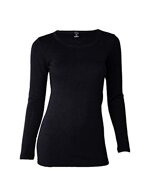 Dilling Merino Langarmshirt für Damen - Extra Feine Unterwäsche aus 100% Bio Merinowolle Schwarz 38