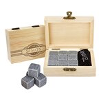 AMAVEL Whiskysteine in Edler Holzbox mit Banderole Gravur, Personalisiert mit Name und Jahr, 9 Geschmacksneutrale Kühlsteine für Whiskey