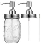 QY Mason Jar Seifenspender – Seifenflasche mit Edelstahl-Seifenspenderpumpe, Glasflasche und Strohhalmbürste – für Seife, Handlotion und Ätherische Öle