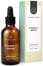 Junglück Vitamin C Serum auf bio Aloe Vera Basis | 50 ml in Braunglas | Feuchtigkeits-Booster für Gesicht & Haut - | Natürliche Kosmetik made in Germany