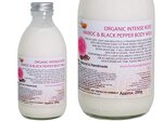 Funky Soap Organische Intense Rose Maroc & Black Pepper Körpermilch, plastikfrei, Glasflasche mit 250 ml
