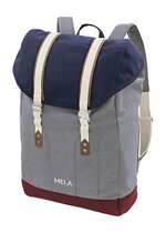 MELAWEAR MELA V Rucksack aus Bio Baumwoll Canvas - Hochwertiger Damen & Herren Tagesrucksack aus 100% nachhaltigen Materialien - GOTS & Fairtrade, Farbe:blau/grau/burgunderrot