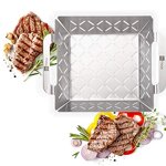HEYNNA® Edelstahl Grillkorb - Grillzubehör Grillschale für Gemüse, Fleisch & Fisch auf dem Grill oder im Backofen