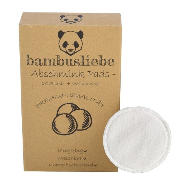 bambusliebe - 20 Waschbare Abschminkpads aus Bambusviskose inkl. Waschsack