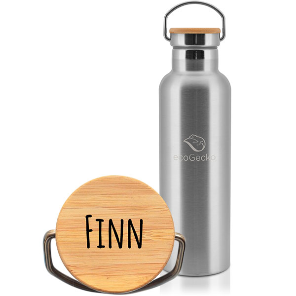 ecoGecko® - Thermos Edelstahl Trinkflasche 750ml mit individueller Gravur